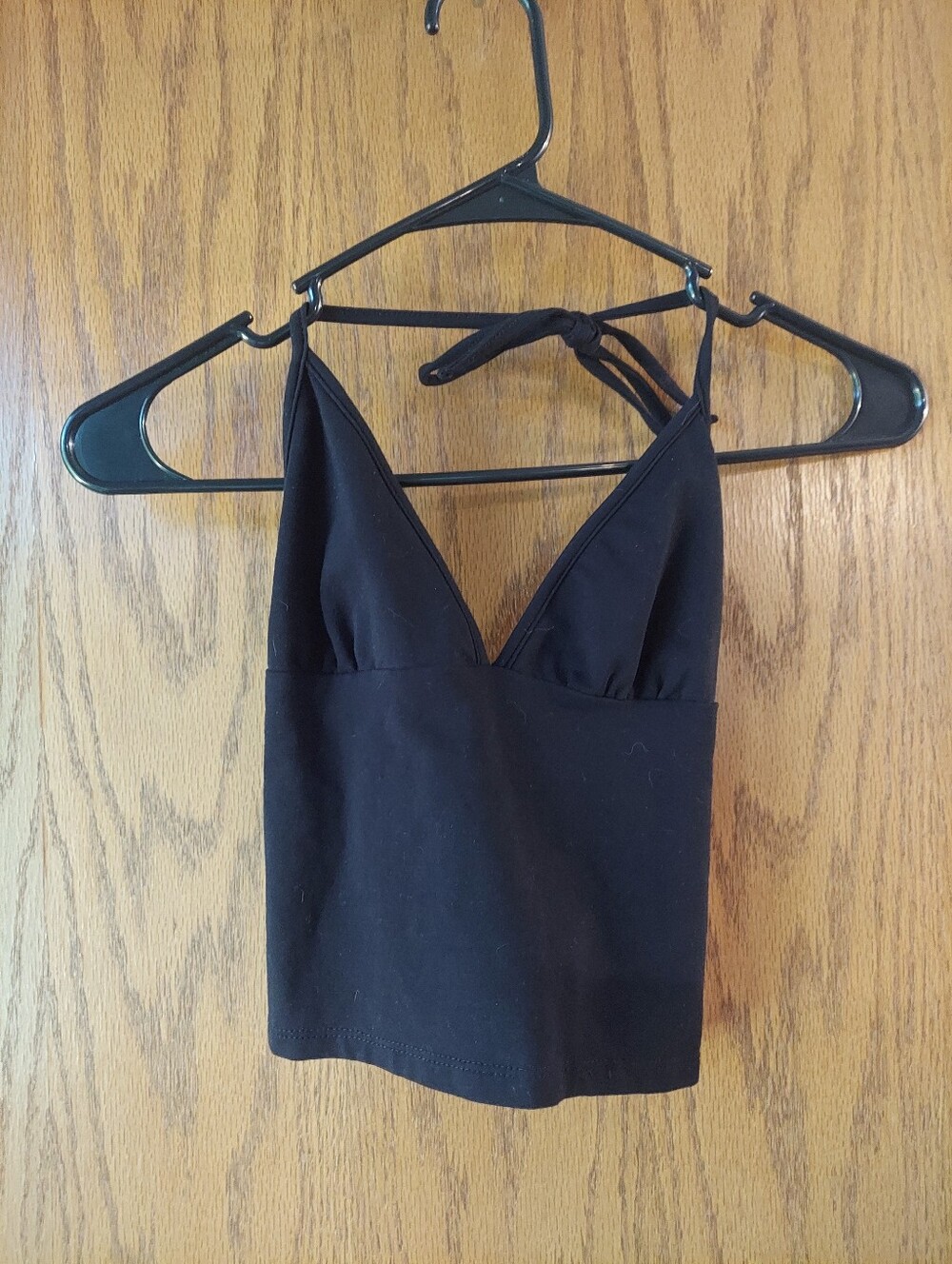 Sexy Black Open Back Halter Crop Top Tie Back XS